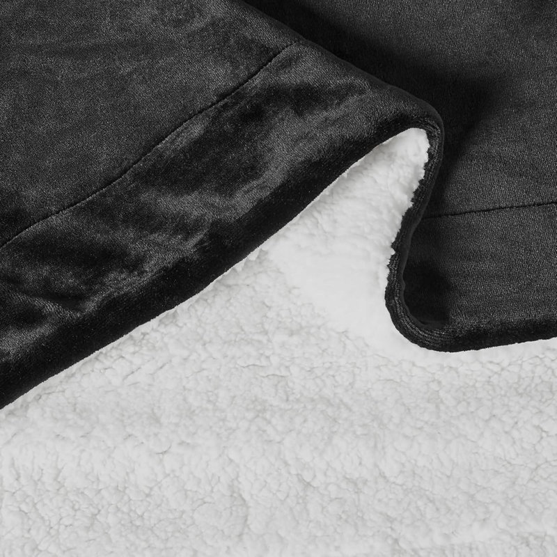 Jeté réversible en sherpa, Noir