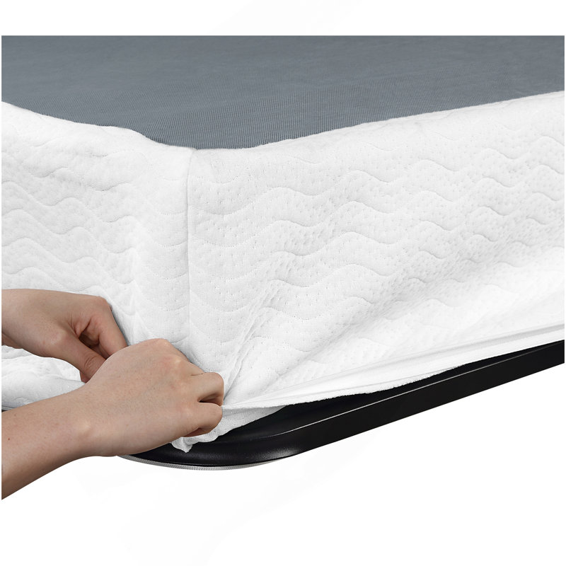 Structure de base en métal 1pc Eastern King Mattress Foundation avec housse en tissu texturé, Très grand lit