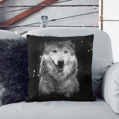 Wolf Portrait Cushion with Filling