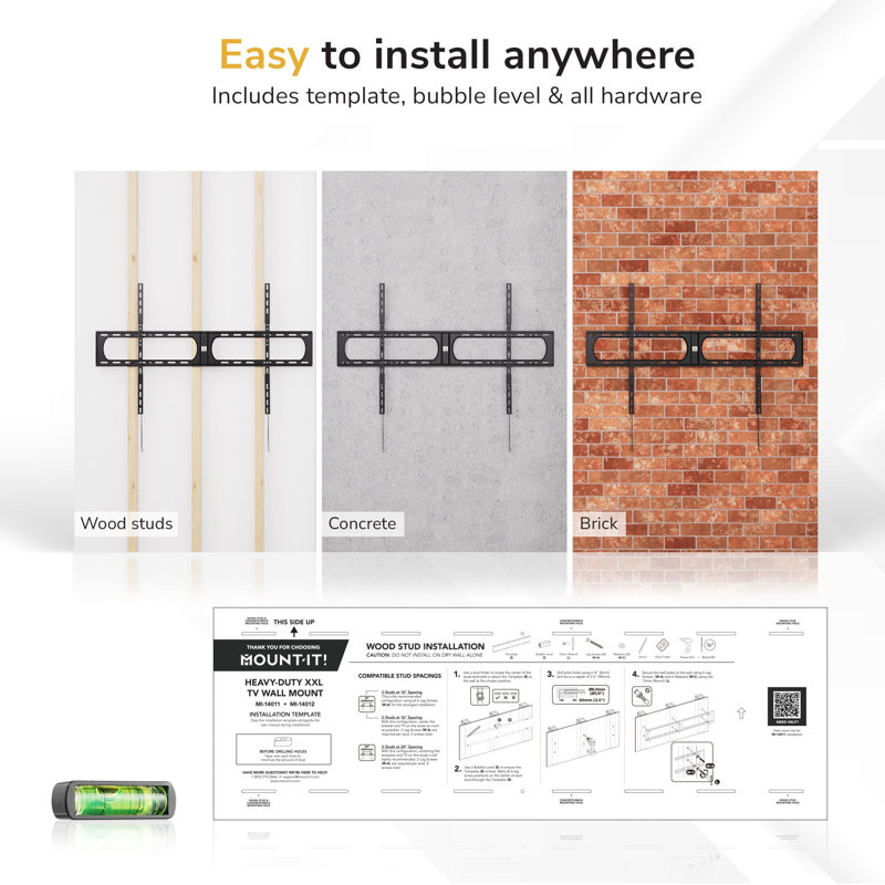 Mount-It! Heavy-Duty XXL Fixed TV Wall Mount for 37" to 140" TVs