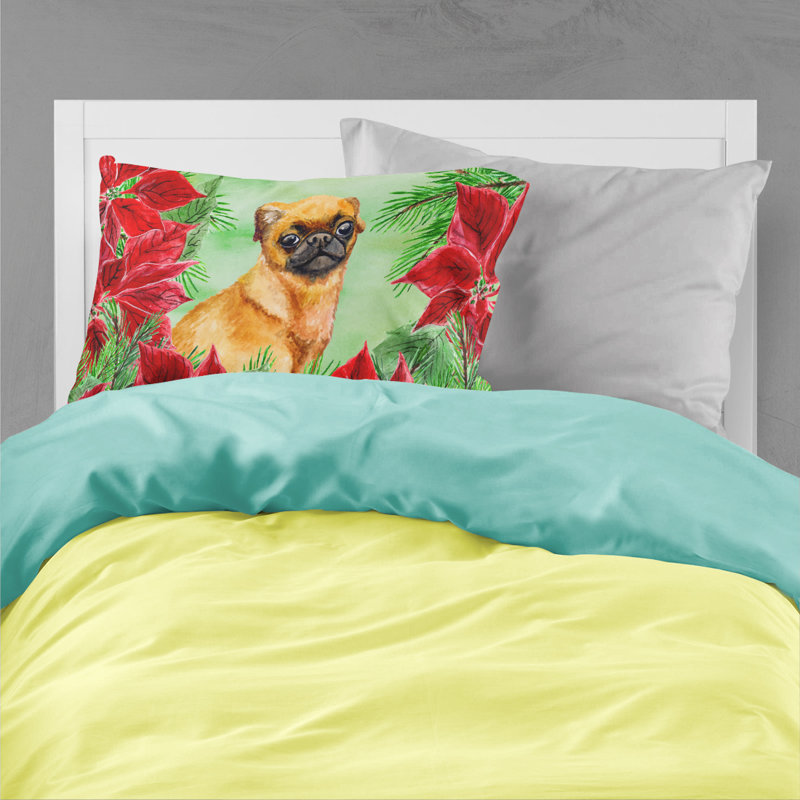 Taie d’oreiller poinsettas, Petit Griffon de Brabant