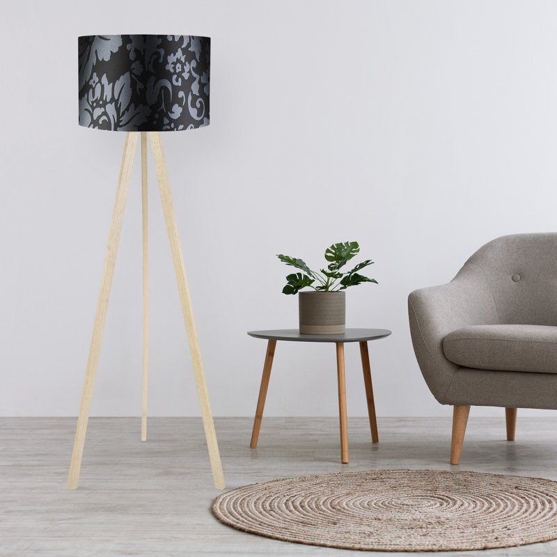 Modern Floor Lamp with On/Off Switch, 45.7 in Height x 15 in Diameter | 70% MDF / 30% PVC Fabric Shade | E27 Socket, Max 40W | Ideal for Home Living Room, Bedroom, and Seasonal Decor