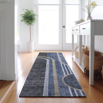 Premium Machine Washable Cerrito AMF532 Navy Rug