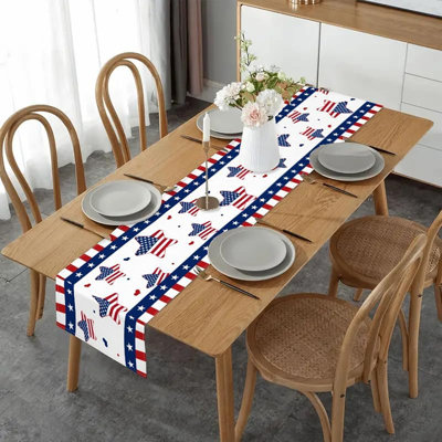 Chemin de table patriotique à rayures 4ème de juillet, 13 x 72 pouces, rouge, blanc, bleu, Indépendant américain, fête de la cuisine, table de salle à manger, fête du travail des États-Unis, décoration de fête