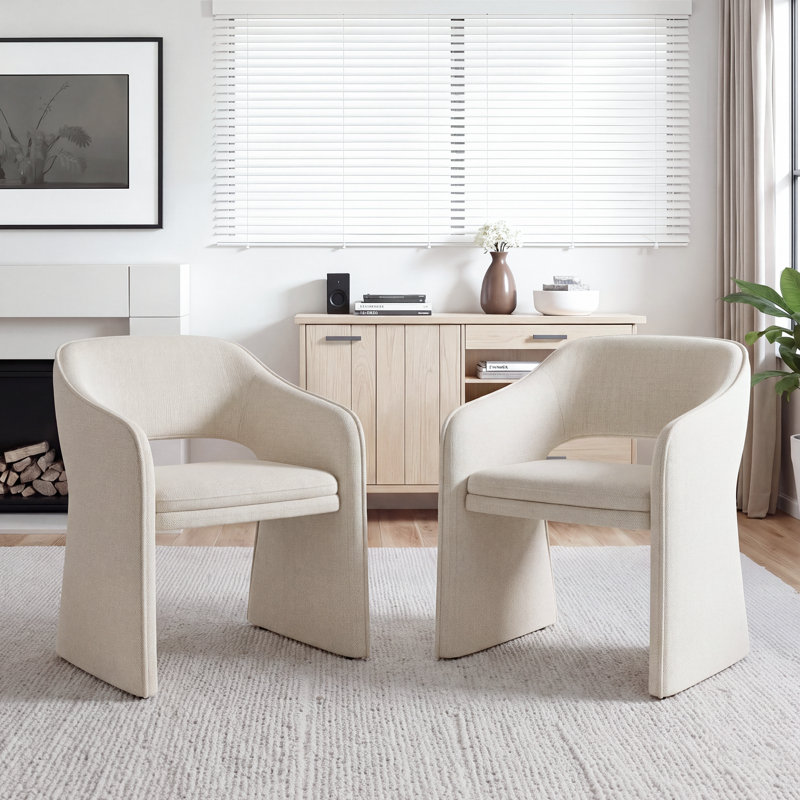Chaise d'appoint rembourrée en lin avec accoudoirs, Beige