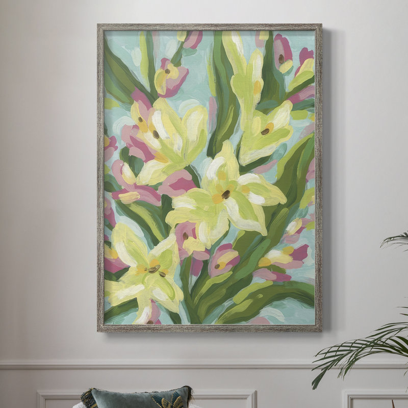 Floral Vibration II Framed Print - Solid Wood, 15" H x 12" W