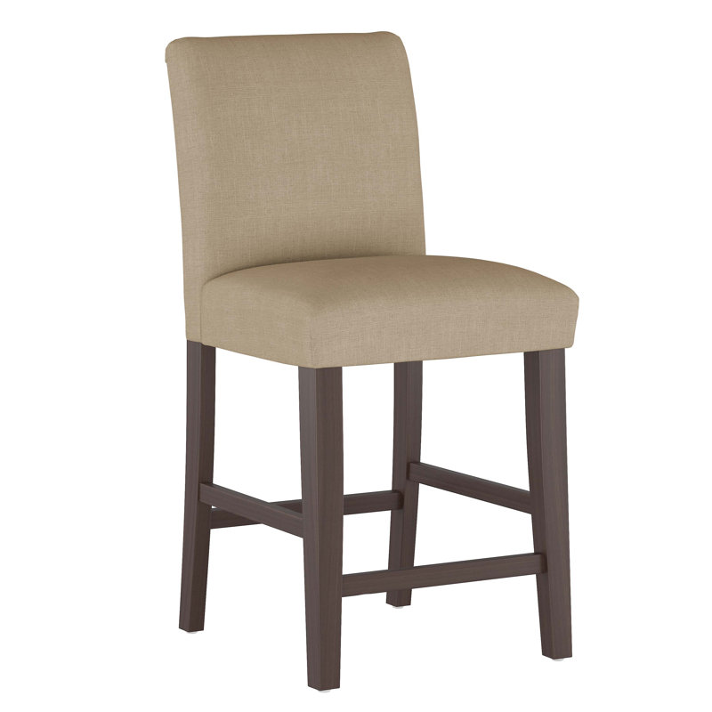 Tabouret de bar et de comptoir Hadrien, Tabouret de comptoir (siège d'une hauteur de 26 p, Lin texturé naturel Zuma