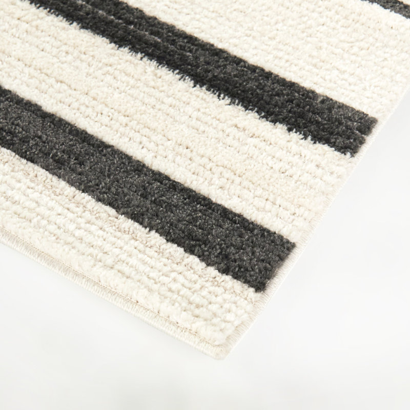 Edin Cream Striped Transitional Area Rug, Rectangle 5'3" x 7'
