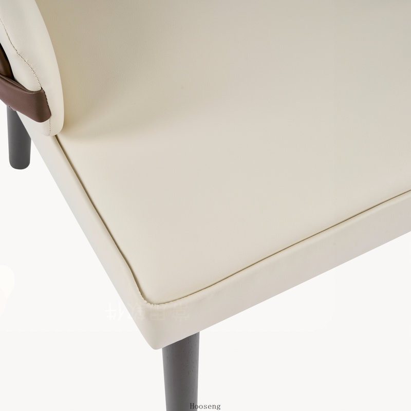 Ensemble de 2 chaises de salle à manger d'intérieur en tissu bicolore beige et brun avec structure robuste, Beige, brun