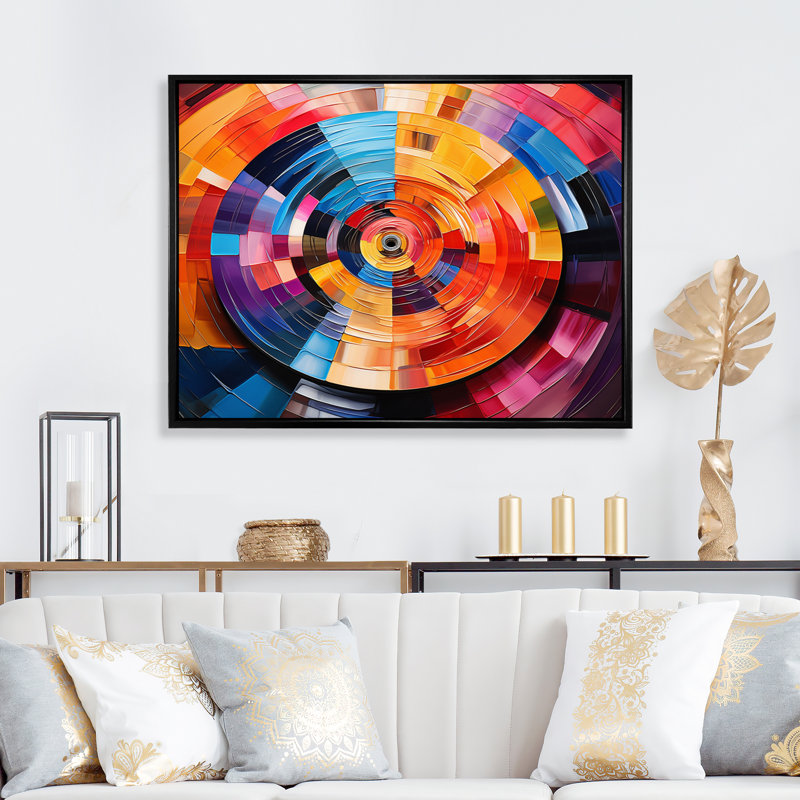 Popart Disque vinyle Reverie IV sur toile, Cadre flottant noir, H 12 po x l 20 po x P 1 po