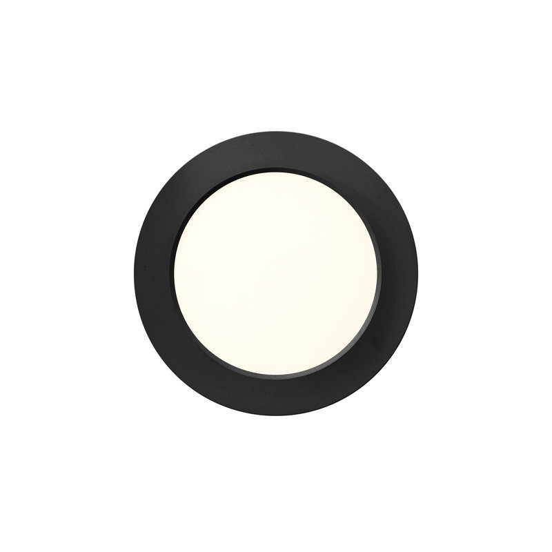 Modern Round Low-Profile Integrated LED Flush Mount, Black, 0.61" H x 5.25" W x 5.25" D