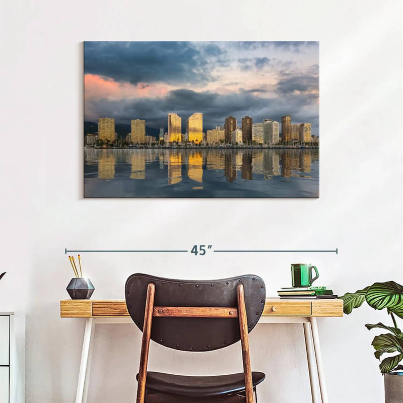 Horizon de la plage de Gillard Waikiki, H 26 po x l 39 po