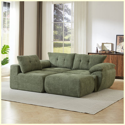 3-Seater Modern Chenille Upholstered Sofa Couch Green