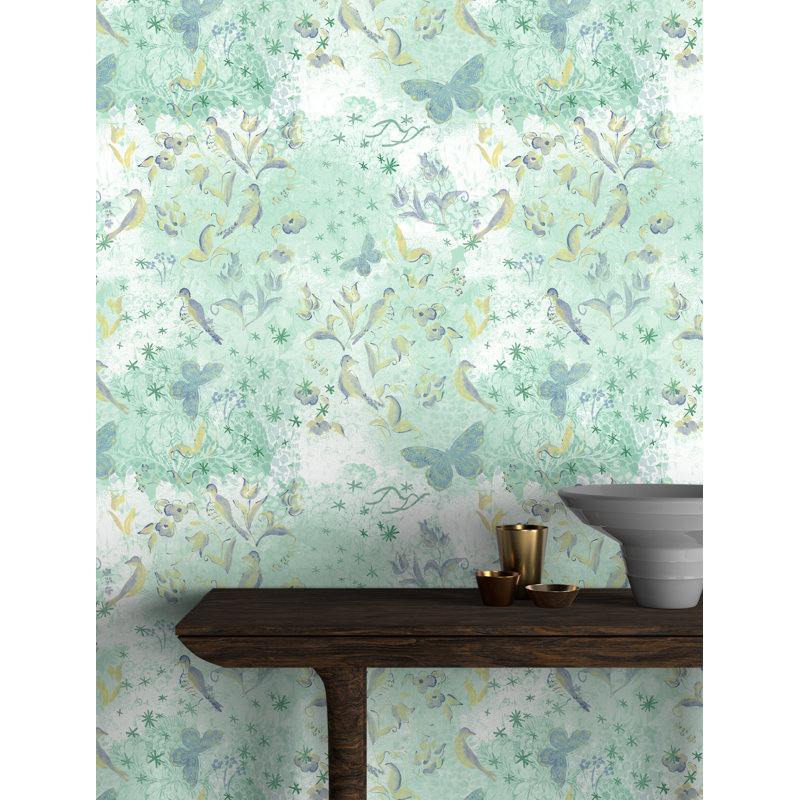 Yuki Osada Floral Wallpaper Double Roll, Light Green