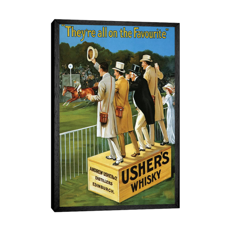 1911 Usher's Whisky - Print on Canvas, Black Framed, 66.04 cm H x 45.72 cm W
