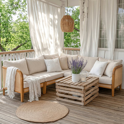 Canapé modulaire d'extérieur en bois d'acacia Alvie