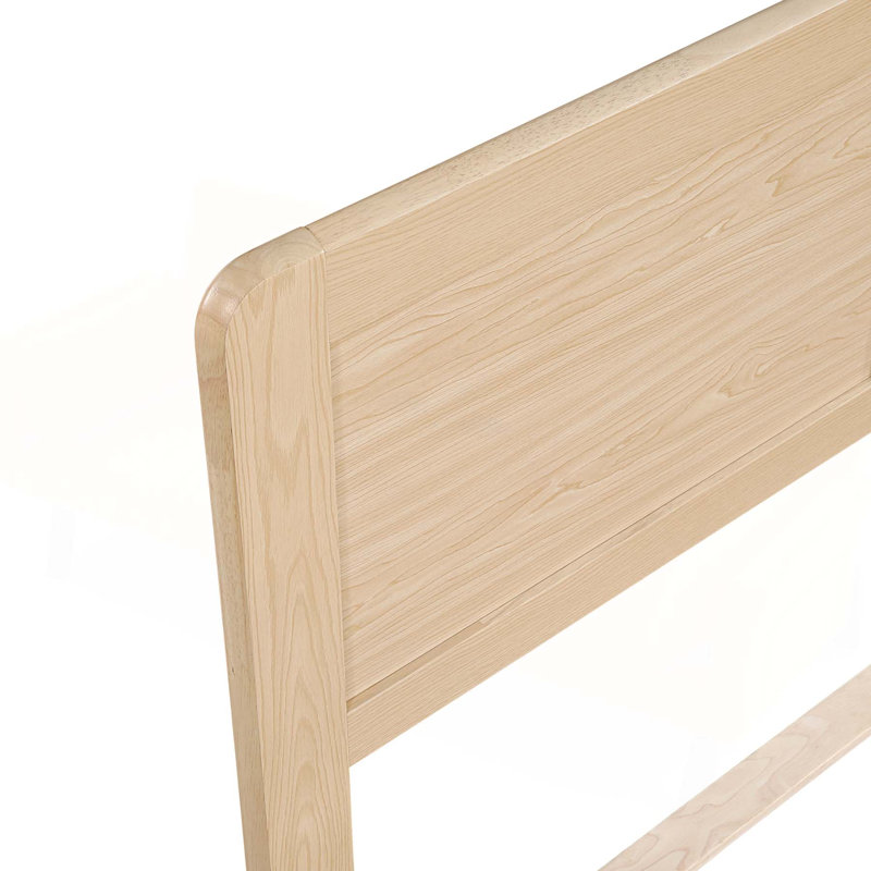 Structure de lit plateforme contemporaine de taille normale avec finition naturelle, fabrication en bois durable pour les chambres modernes, assemblage facile et aucun sommier tapissier requis.
