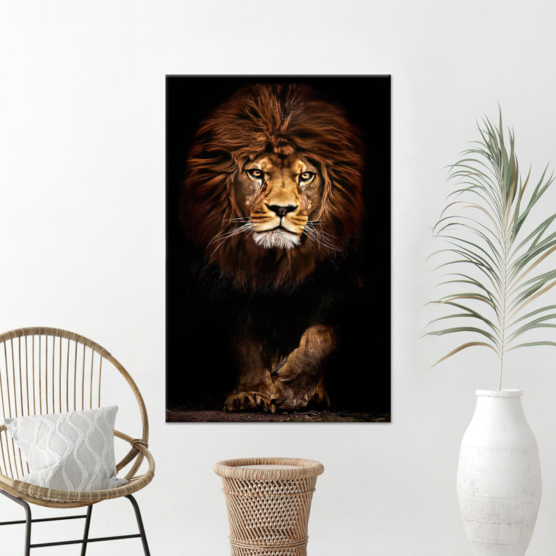 Élégant lion, art mural: décor de toile imprimée, 1P, Hauteur : 15,8 pouces x Largeur : 11,9 pouces