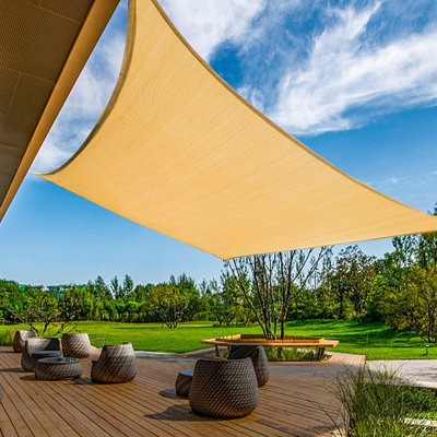 Sun Shade Sail 20' X 20' Rectangle Uv Block Canopy Outdoor Shade Sail For Patio, Garden & Backyard (sand)