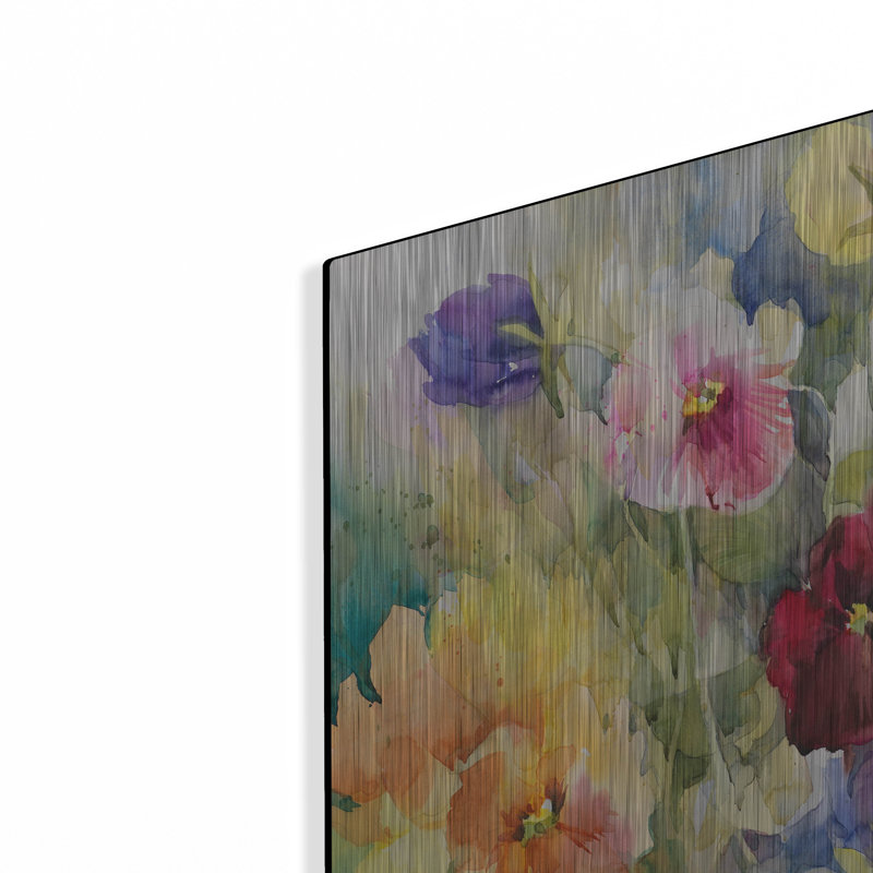 «Pansies Posing» par Annelein Beukenkamp, art mural en métal, H 12 po x l 16 po