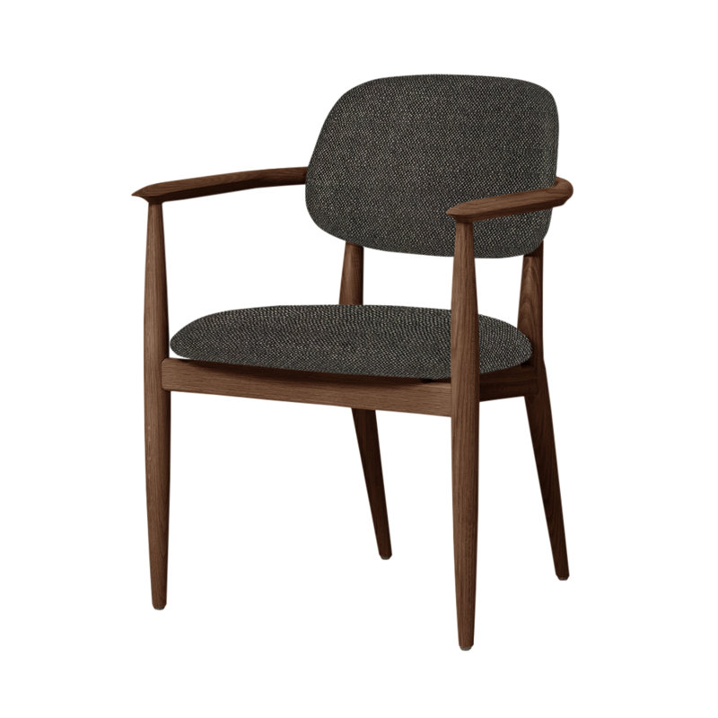 Slow Arm Chair, Natural Walnut, Bellagio 2 Black 7925