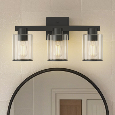 Luminaire de salle de bain 3 lumières avec abat-jour transparent