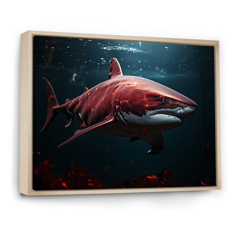 " Oceans Red Ghost Shark Photography ", 12" H x 20" W x 1" D, Natural Floater Framed