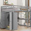 Lit mezzanine double en bois avec garde-robe intégrée, bureau et rangement dans des tons de gris Options polyvalentes-118035899