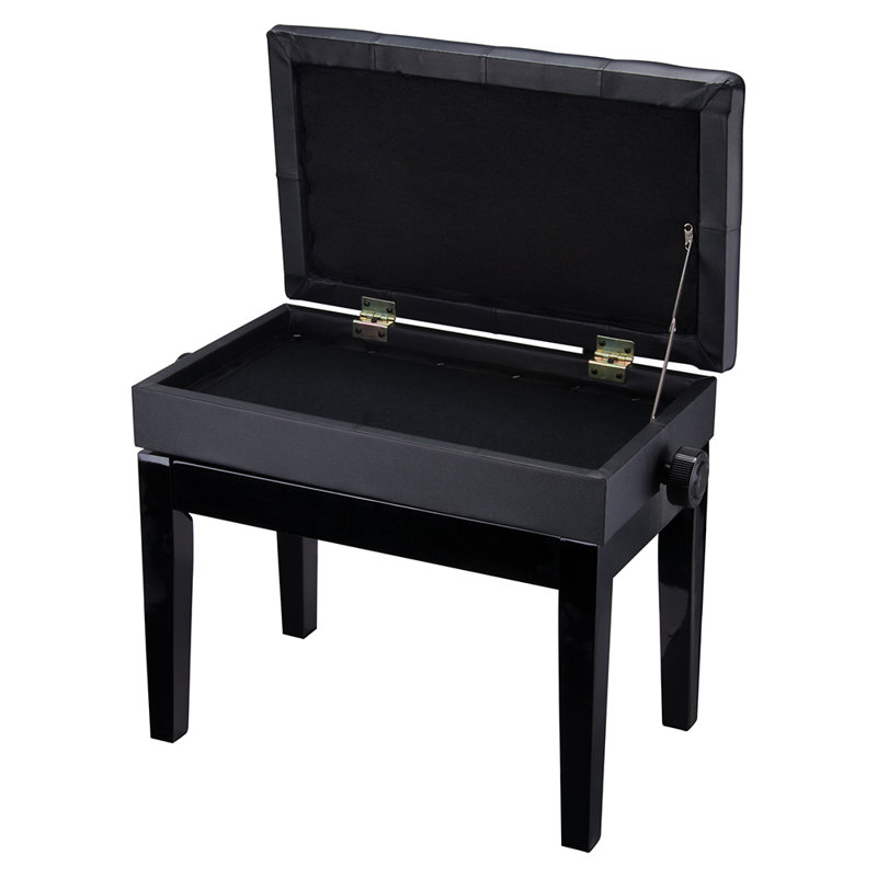 Banc de rangement en similicuir Elmedin, Noir, H 22,83 po x l 28,35 po x P 13,78 po