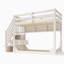 Solid Wood Bunk Bed Frame (90+90)x190 cm, Staircase Storage & 3 Open Shelves, Wraparound Safety Rail, EN 747-1: 2024 Tested, White (No Mattress)