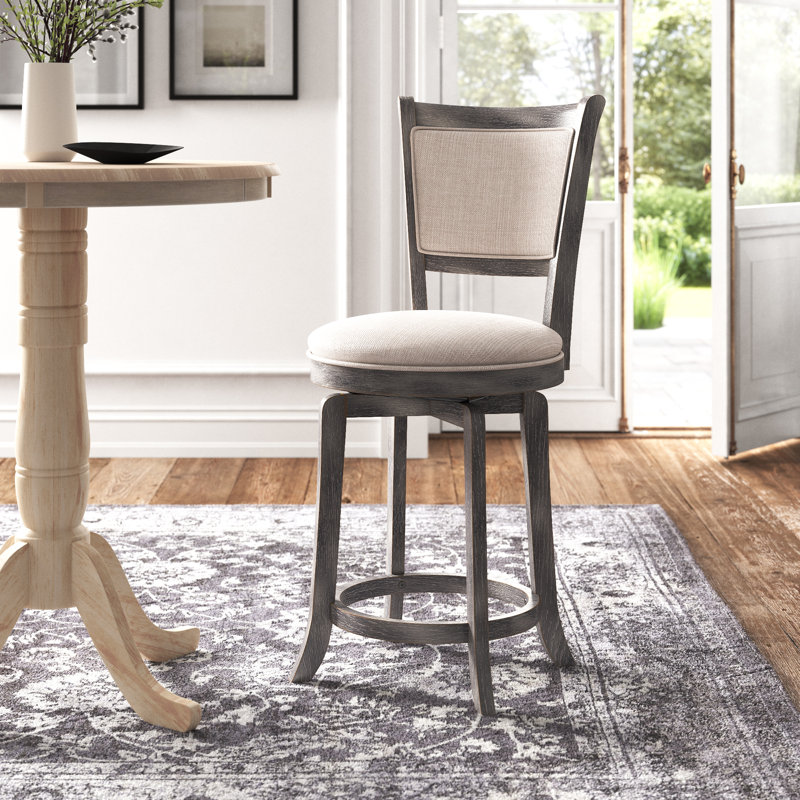 Tabouret pivotant Amelia, Tabouret de bar (siège d'une hauteur de 30 po), Gris patiné