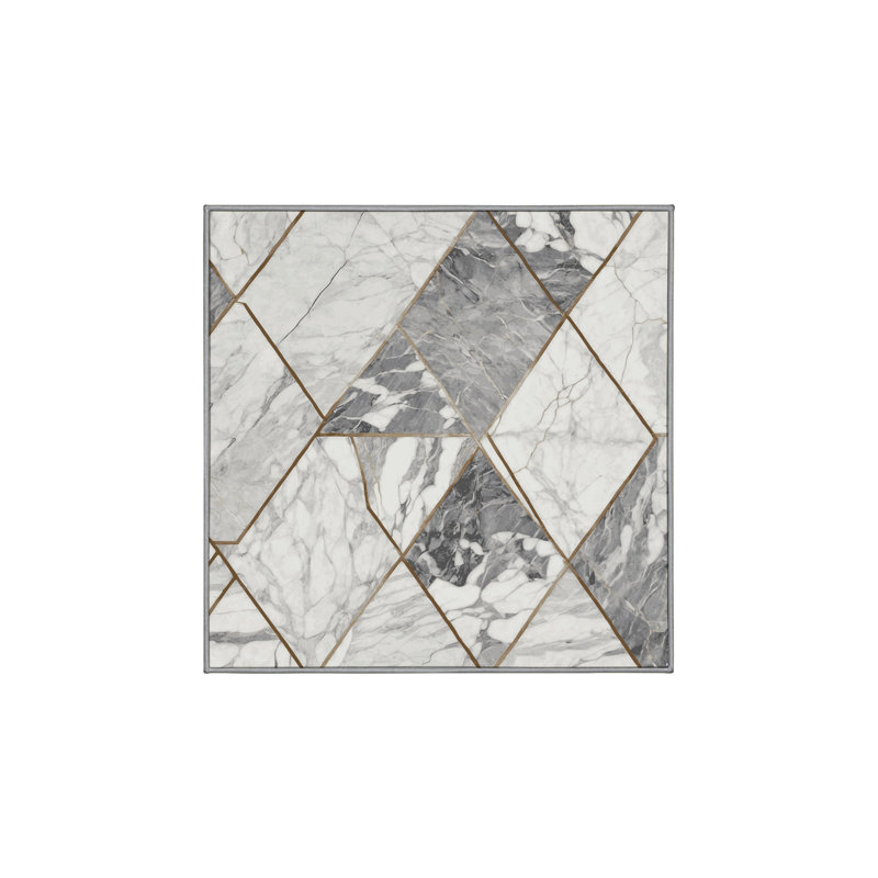 Machine Washable Gray Area Rug, Square 7'