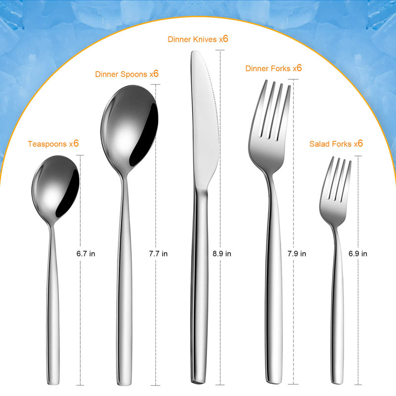 Ensemble de couverts en acier inoxydable durable - ensemble de 3 couverts de 30 pièces - couverts allant au lave-vaisselle - ensemble complet d'ustensiles de table pour la cuisine