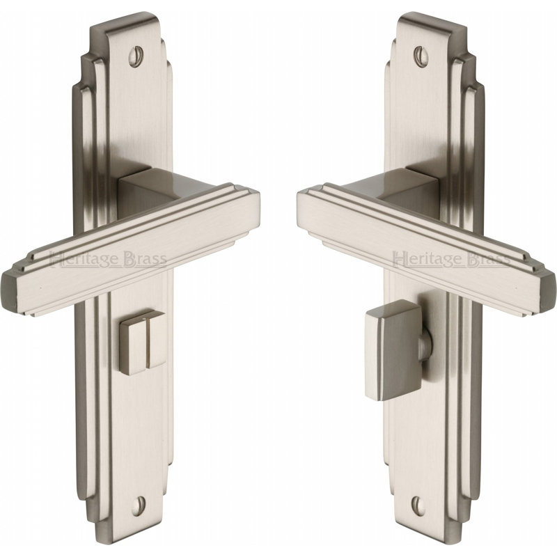 Heritage Brass Heritage Door Handle for Bathroom Astoria Design, Satin Nickel