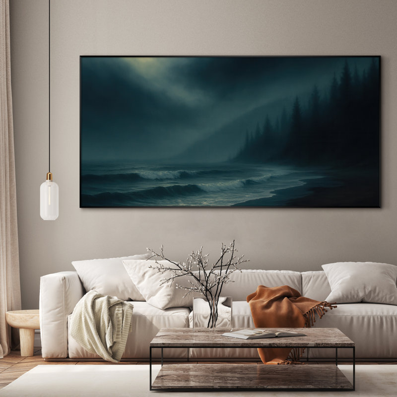 Très grand art mural imprimé sur toile - Paysage sombre Moody, paysage naturel pour décorer une œuvre d'art pour le salon ou la chambre à coucher - «Assemblage requis du cadre (cadre non fini)»