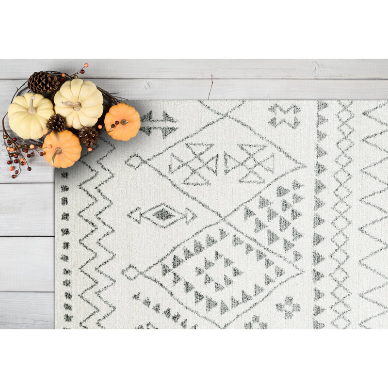 Tapis ivoire/gris Pisano, Rectangle 6 pi 7 po x 9 pi 6 po