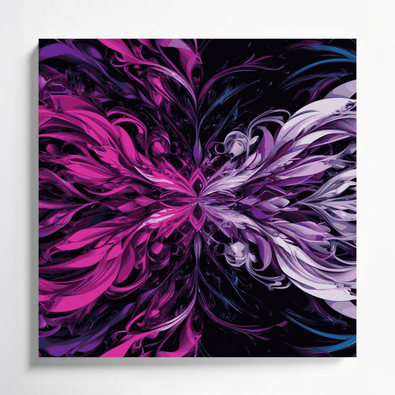 Art numérique sur toile, "Abstraction numérique 92", H 16 po x l 16 po