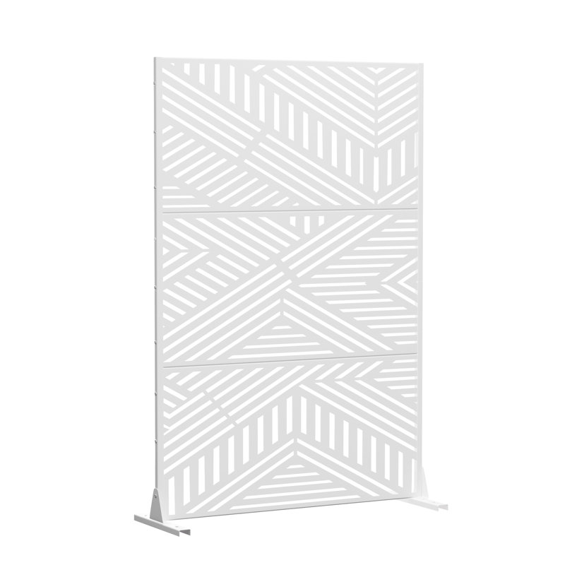 Paravent d'extérieur en métal, H 72 po x l 47 po x P 16 po, Blanc