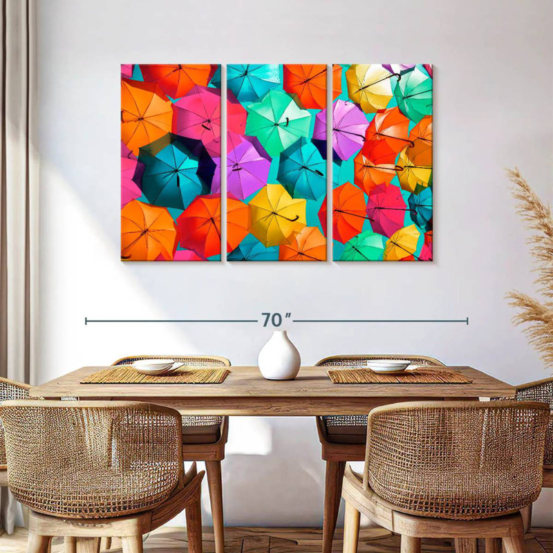 Kerner Colourful Umbrellas - Turquoise Sky III, 36" H x 57" W