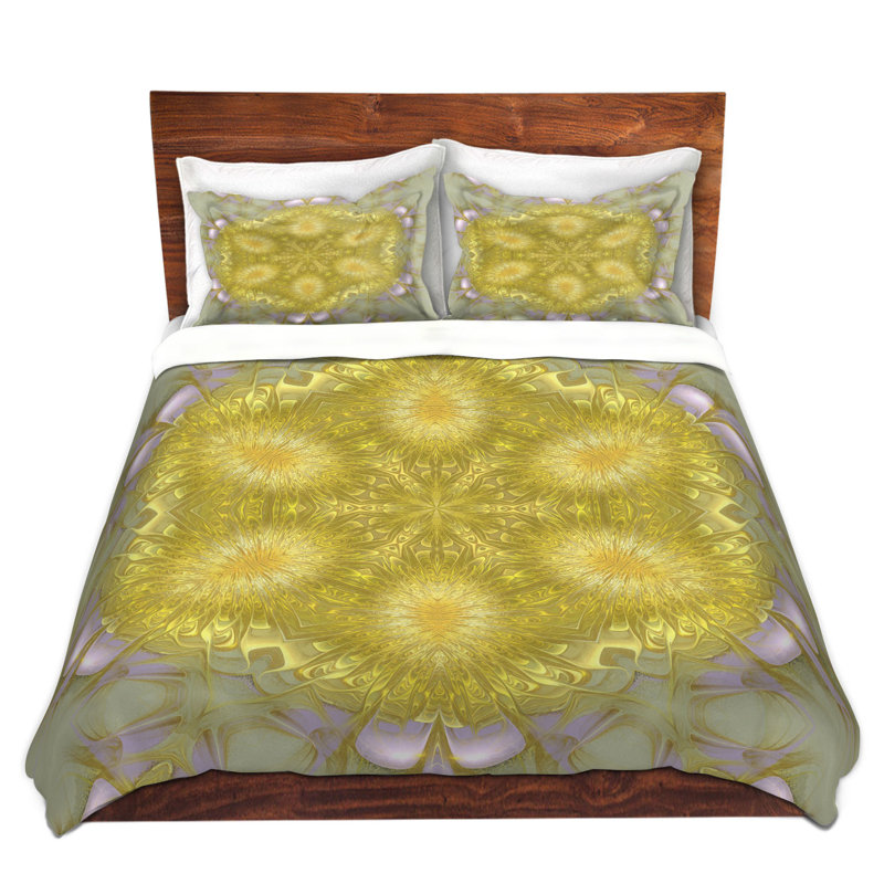 Ensemble de housse de couette à l’étoile, 1 housse simple + 1 taie standard, Jaune / Gris