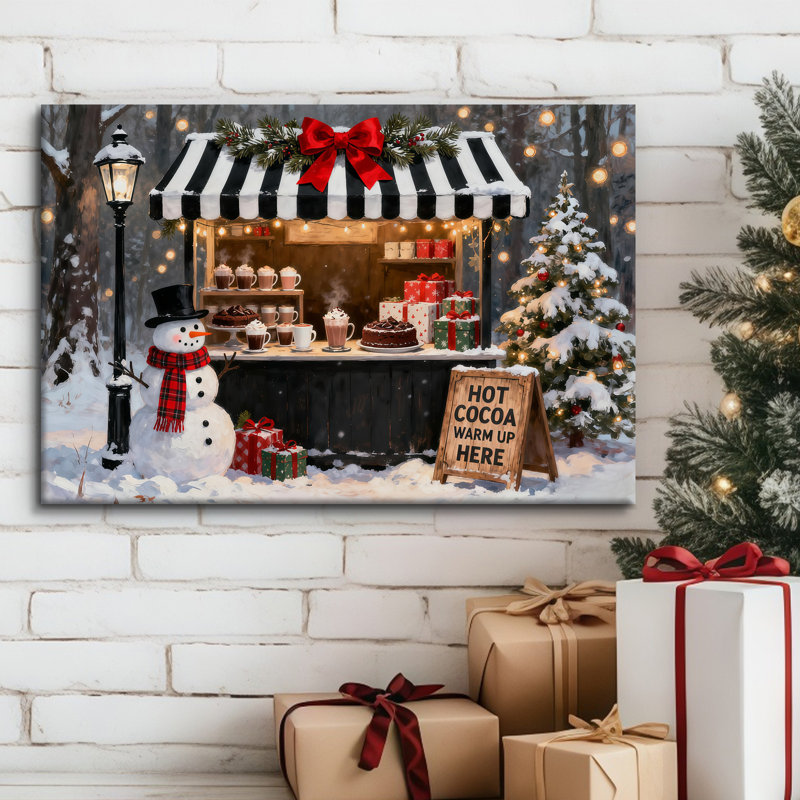 Art de Noël arbre de Noël chaud cacao, H 40 po x l 48 po