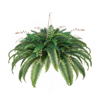 Artificial Ferns, Natural Spread Diameter 37-41 Inch, Large Hanging Fake Boston Ferns, Sunlight Resistant Fake Plant Wall Decor With 80 Branches And Flowerpot, Faux Fern For Home Office Outdoor