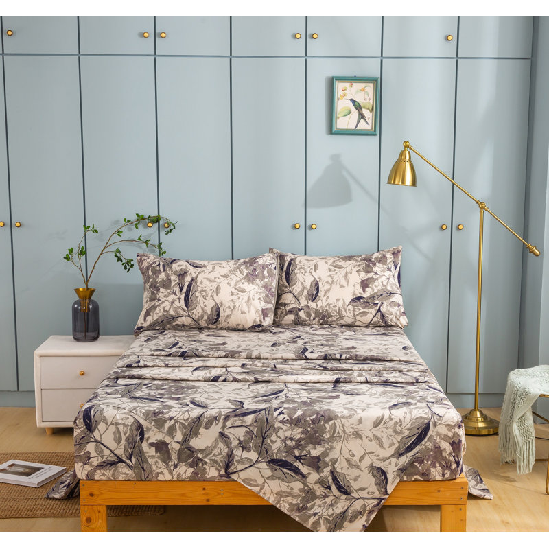 Polyester Sateen Floral Flat Sheet, King