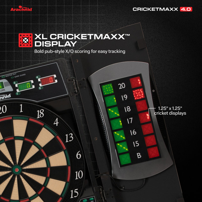 Arachnid CricketMaxx 4.0 Electronic Dartboard Cabinet