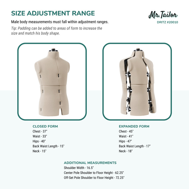 Drtiz Mr. Tailor ajustable, forme mâle