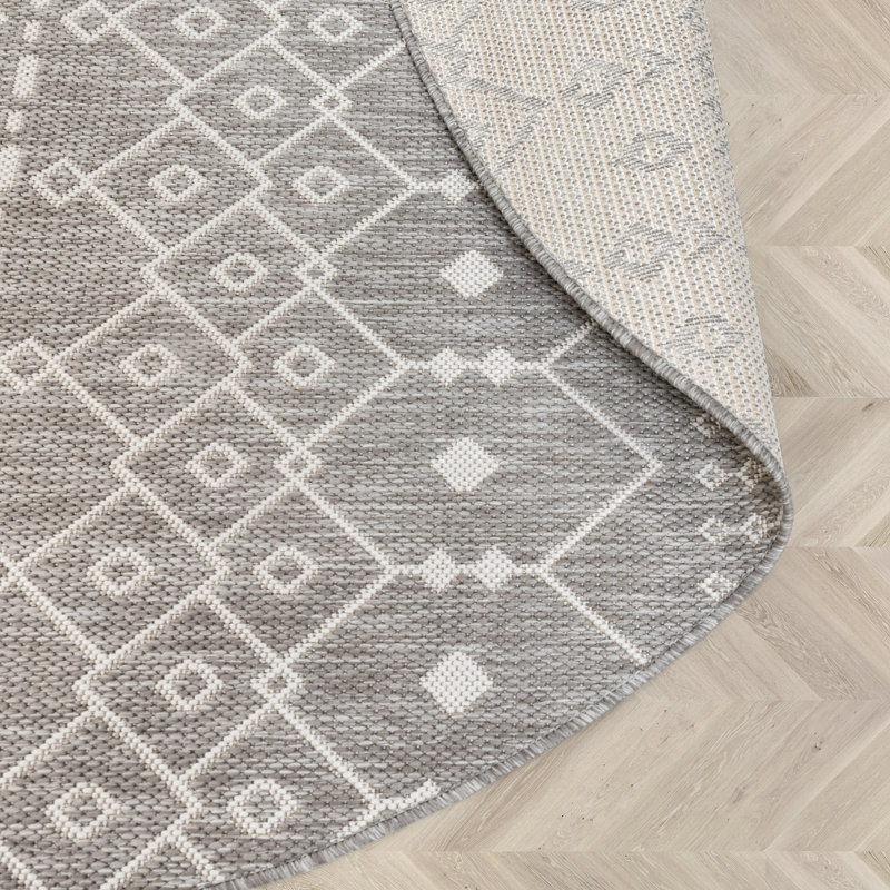 Tapis intérieur / extérieur Marshanna Nord, Gris clair, Rond 3 pi 11 po