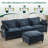 4-Piece 110.6" Chenille Modular Upholstered Sectional Sofa Deep Seat Cloud Couch With Ottoman-1344399043