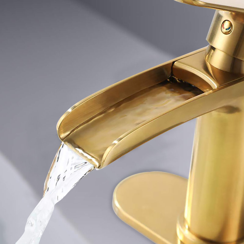 Matherne Single-handle Bathroom Faucet with Drain Assembly, Brushed Gold