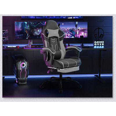 Chaise de bureau et de jeu ergonomique avec repose-pieds, soutien lombaire et dossier réglable pour un confort optimal