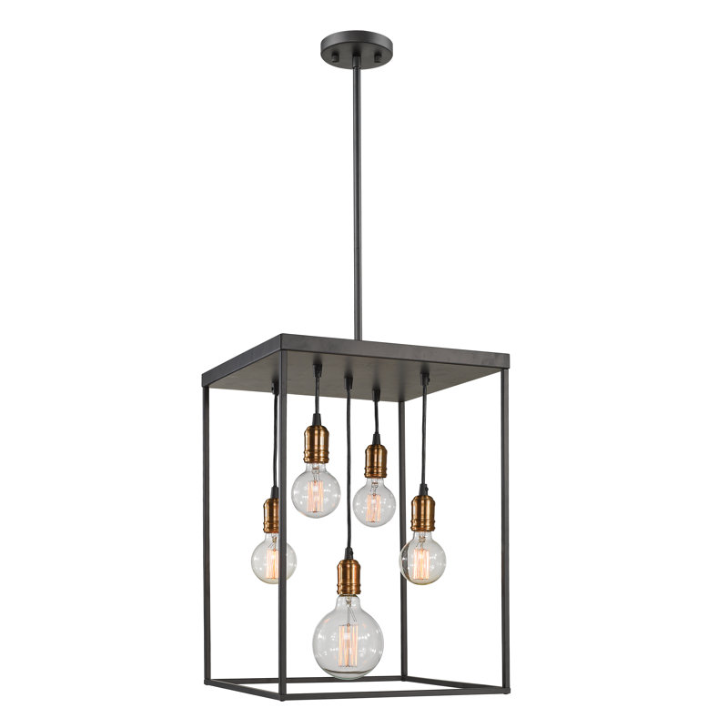 Lustre rectangulaire / carré unique à 5 lumières Crepeau